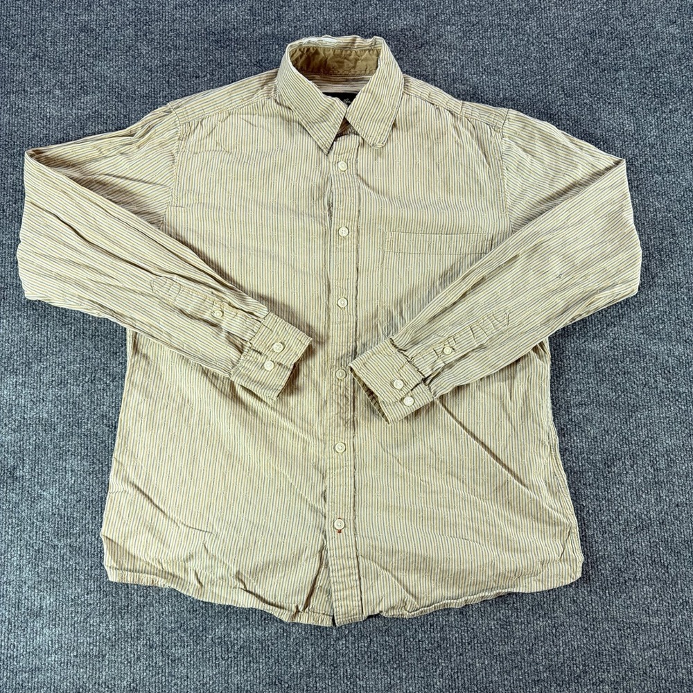 Eddie‎ Bauer Womens Yellow Striped Button Down Shirt Cotton Small Summer Casual
